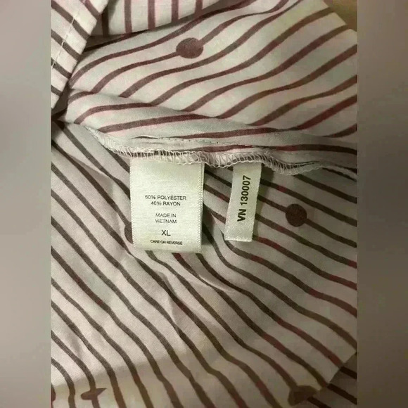 New York & Company Women’s Sheer Stripe Polka Dot Blouse Mauve Size XL - Picture 7 of 9